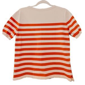 Andersen-Andersen Men's Boatsman Orange & Cream Striped Nautical Shirt, Size XS